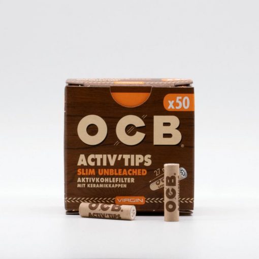OCB Aktivkohlefilter 7mm ungebleicht 50 activ tips zum Eindrehen